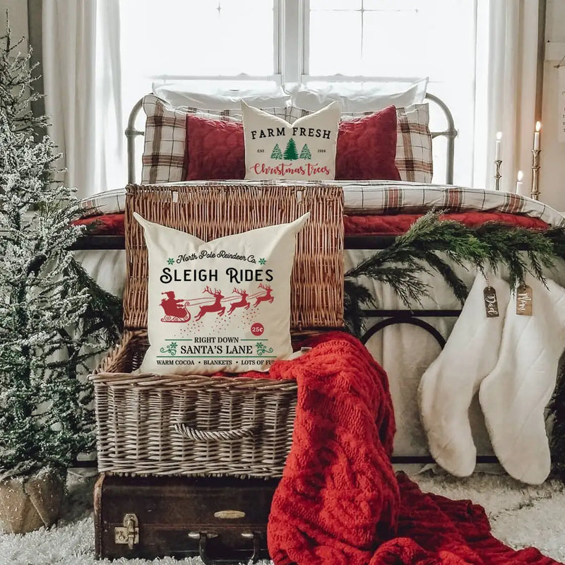 Axyaa Christmas Linen Cushion Covers for Stylish Sofa Decor