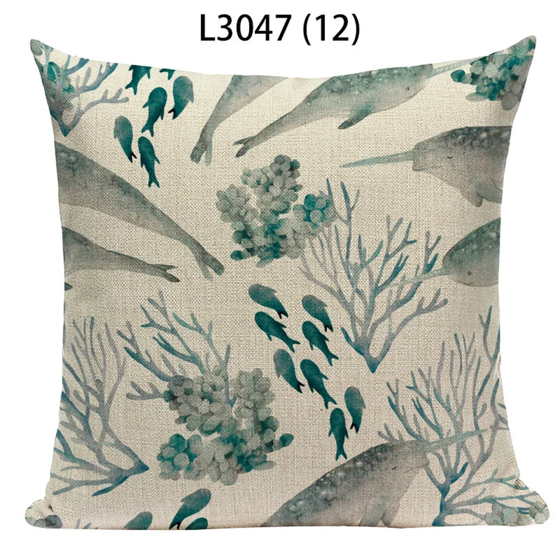 Axyaa Ocean Life Pillow Covers for Home Decor