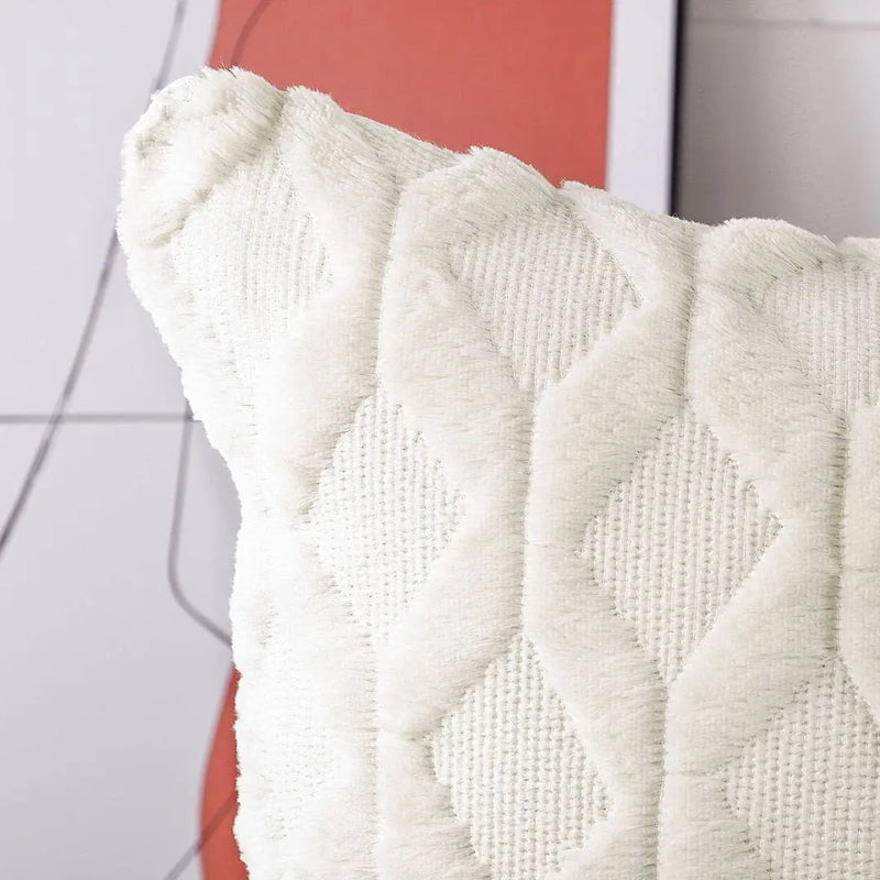 Geometric Plush Pillow Cover for Sofa, Nordic Home Decor by Axyaa