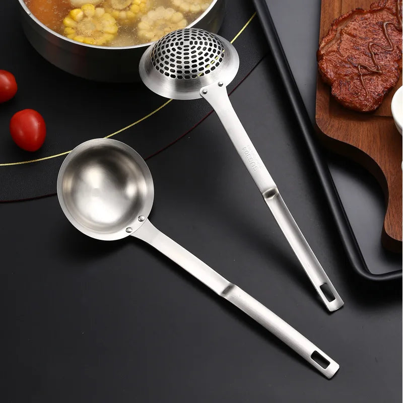 Axyaa Stainless Steel Soup Spoon Colander Strainer Skimmer for Home Cooking