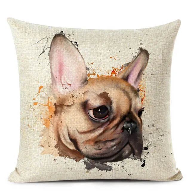 Colourful Bull Terrier & Dachshund 3D Cushion Cover for Home Sofa by Axyaa