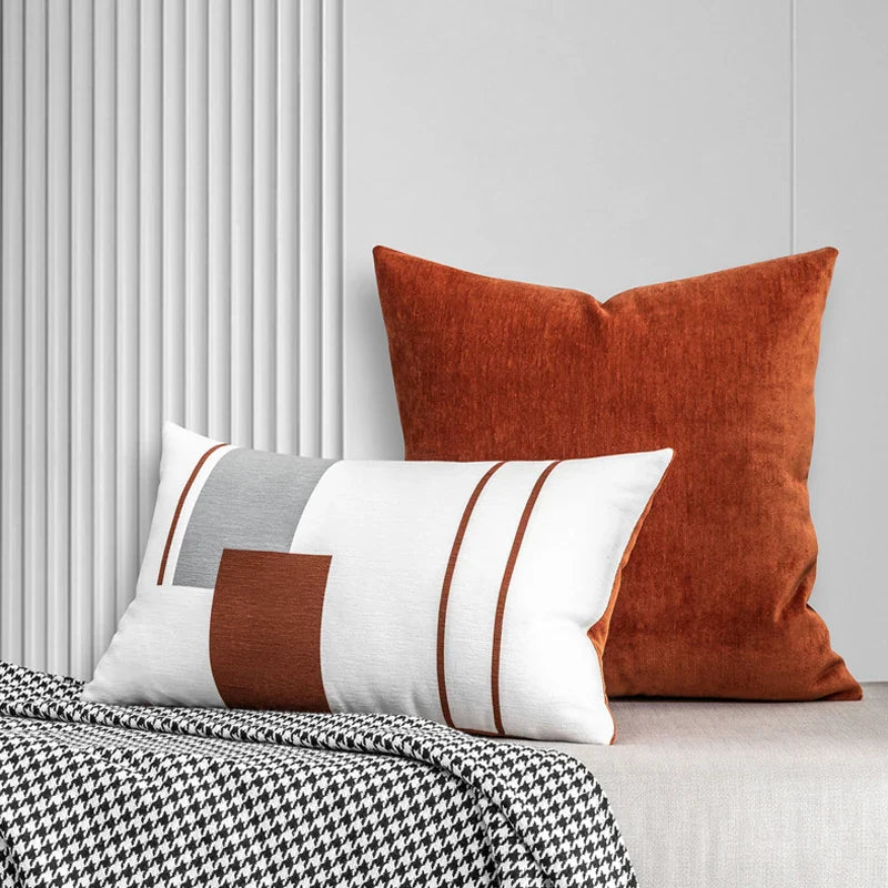 Soft Chenille Geometric Cushion Cover 45x45 for Neutral Home Decor - Axyaa