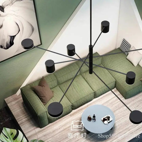 Axyaa Modern Led Chandelier: Gold/Black Living Room Lighting Fixture