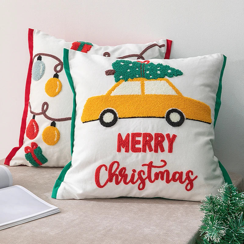 Axyaa Santa Snowflake Embroidery Cushion Cover 45x45cm