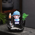 Axyaa Little Monk Ceramic Incense Burner with Mountain Water Flow Ornament