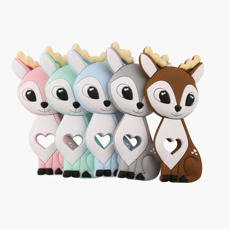 Axya Sika Deer Silicone Teether: BPA-Free Cartoon Animal Pacifier Clip Chain