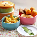 Axyaa Kids Cute Animal Mini Bento Box, Double-layer Round 540ml Fruit Snack Lunch Box