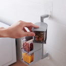 Axyaa Rotating Spice Storage with Spoon Wall Mount Jar Kitchen Organizer