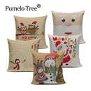 Christmas Santa Deer Pattern Cushion Cover for Festive Home Decor - Axyaa