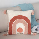 Axyaa Pink Rainbow Tufted Diamond Pillow Cover for Living Room Girls Room