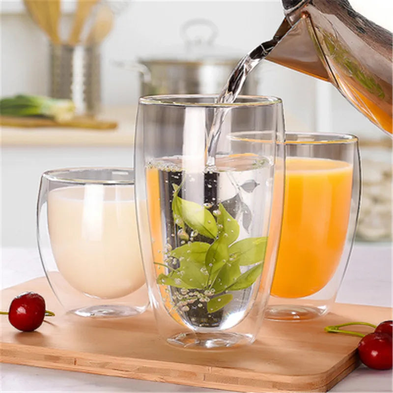 Axya Double Wall Shot Glass Set - Handmade Heat-resistant Tumblers for Wine, Beer, Whiskey