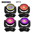 Axyaa 4PCS Beam+Wash RGBW Zoom Moving Head Lighting for Disco KTV Party