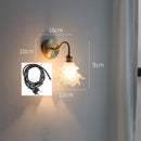 Axyaa Flower Glass Copper Wall Sconce LED Light with Pull Chain Switch