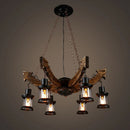 Axyaa Retro Industrial Solid Wood Chandelier for Cafe Restaurant Bar