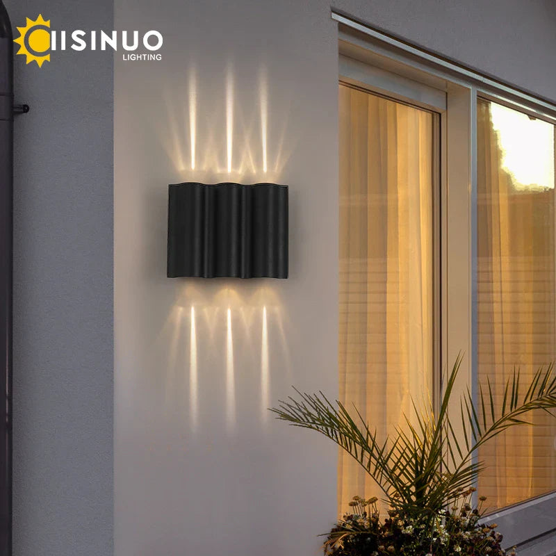 Axyaa 12W Outdoor LED Sconce Lightings in Black Aluminum, IP65 Waterproof