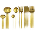 Axyaa Black Stainless Steel Dinnerware Set: 24Pcs Cutlery Flatware Gift Set