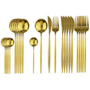 Axyaa Black Stainless Steel Dinnerware Set: 24Pcs Cutlery Flatware Gift Set