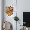 Axyaa Luxury Copper Maple Leaf Crystal Glass Wall Lamp for Home Deco