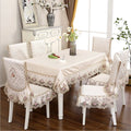Axyaa Beige Lace Dining Chair Cushion: Elegant Table Set Cover & Cloth