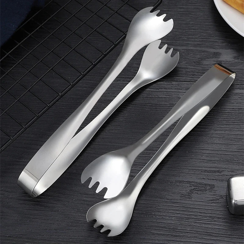 Axyaa Stainless Steel Food Tongs - Non-Slip Meat Salad Bread Serving Clip