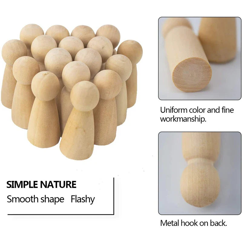 Axya Wooden Blank Peg Dolls Set