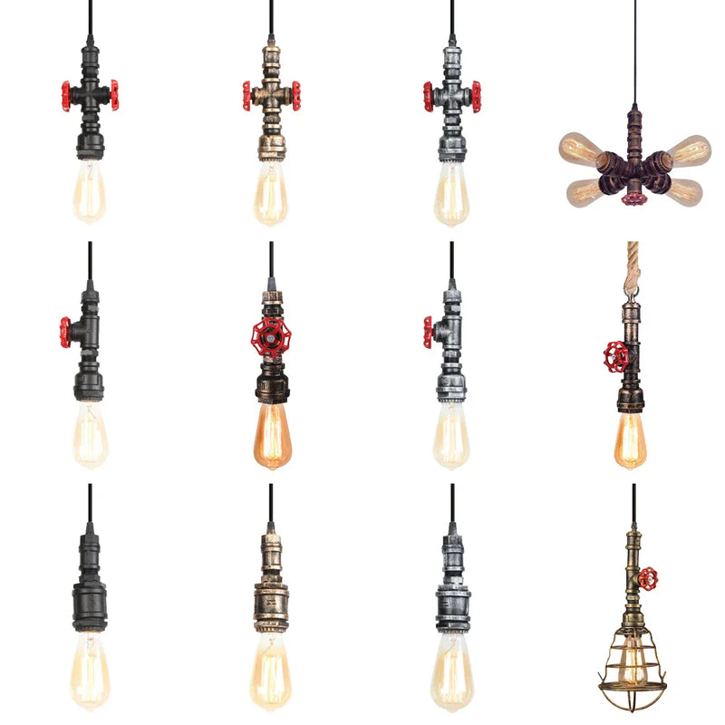 Axyaa Retro Industrial Pendant - Vintage Steampunk Water Pipe Lamp