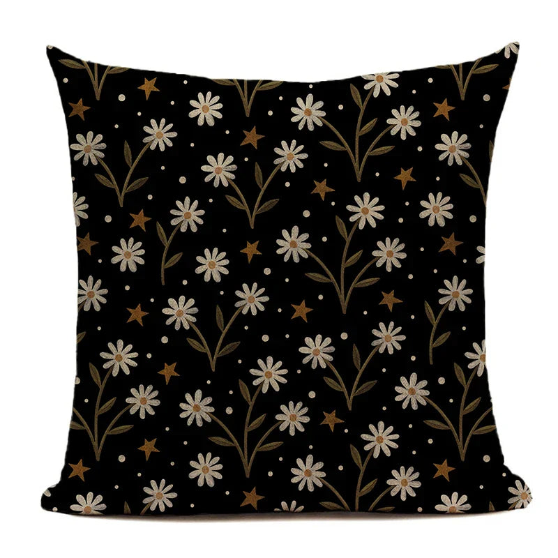 Nordic Cushion Cover 18x18 Black Double Side Printed Pillow Cover for Living Room Sofa by Axyaa