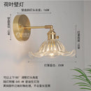 Axyaa Copper Glass LED Wall Lamp Switch Japanese Nordic Style Bedroom Bathroom Mirror Stair Light Wall Sconce