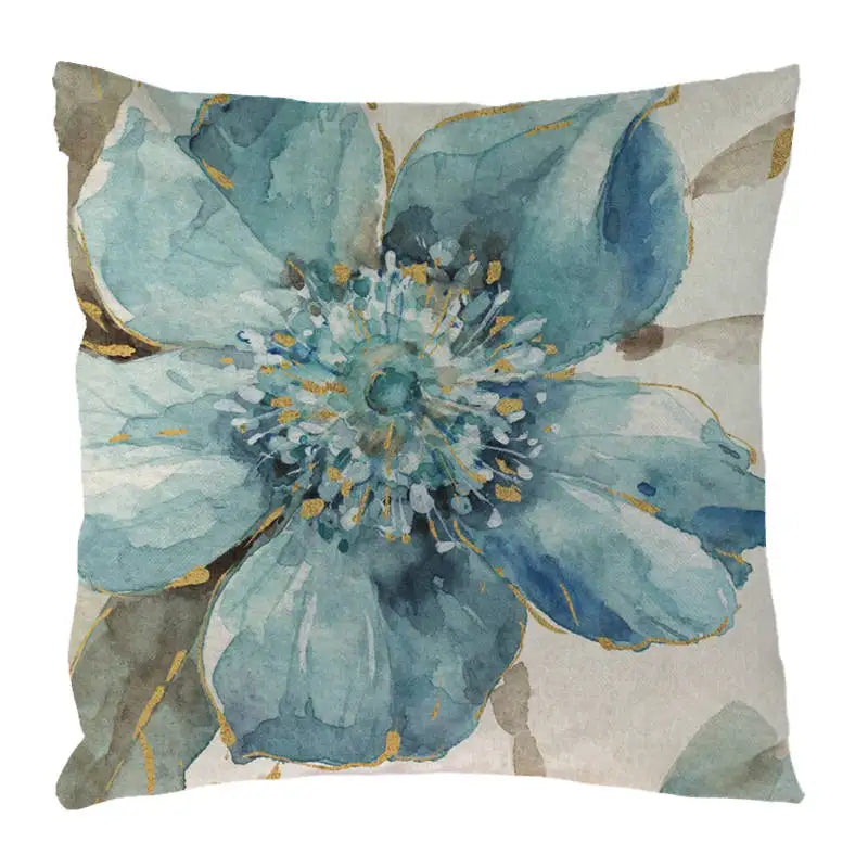 Blue Flowers & Birds Pattern Cushion Cover, Axyaa Home Decor Pillow Case