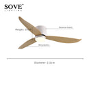 Axya Modern LED Ceiling Fan Light with Remote Control for Bedroom and Home - 220V
