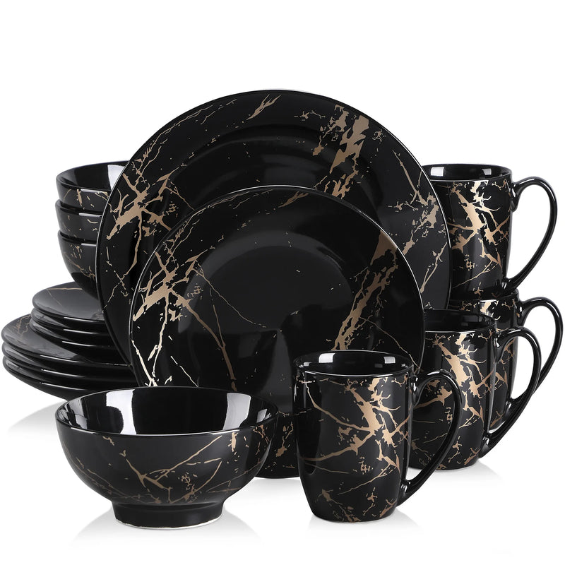 Axya™ Gold Splash Porcelain Dinnerware Set - 48 Piece