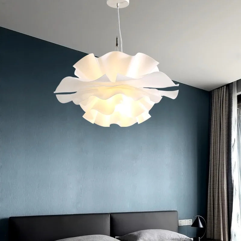 Nordic White Flower Chandelier Pendant Lamp for Bedroom, Living Room, and Bar by Axyaa