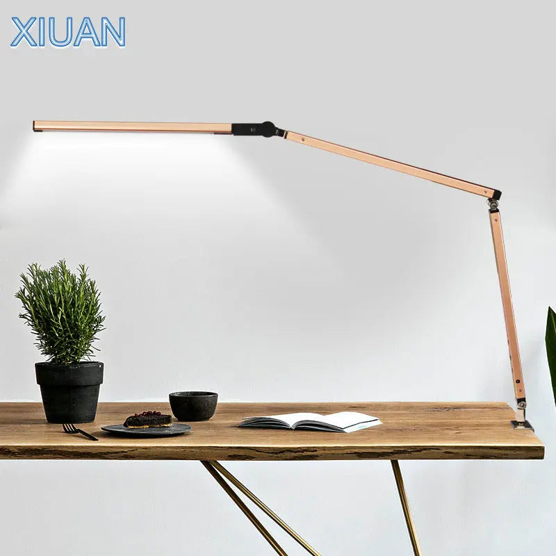 Axyaa Adjustable LED Clip Desk Lamp with Touch Dimmer and Flexible Arms