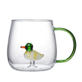 Axyaa 3D Animal Glass Mug: Fun Novelty Cup for Coffee, Tea, Milk - 400ml