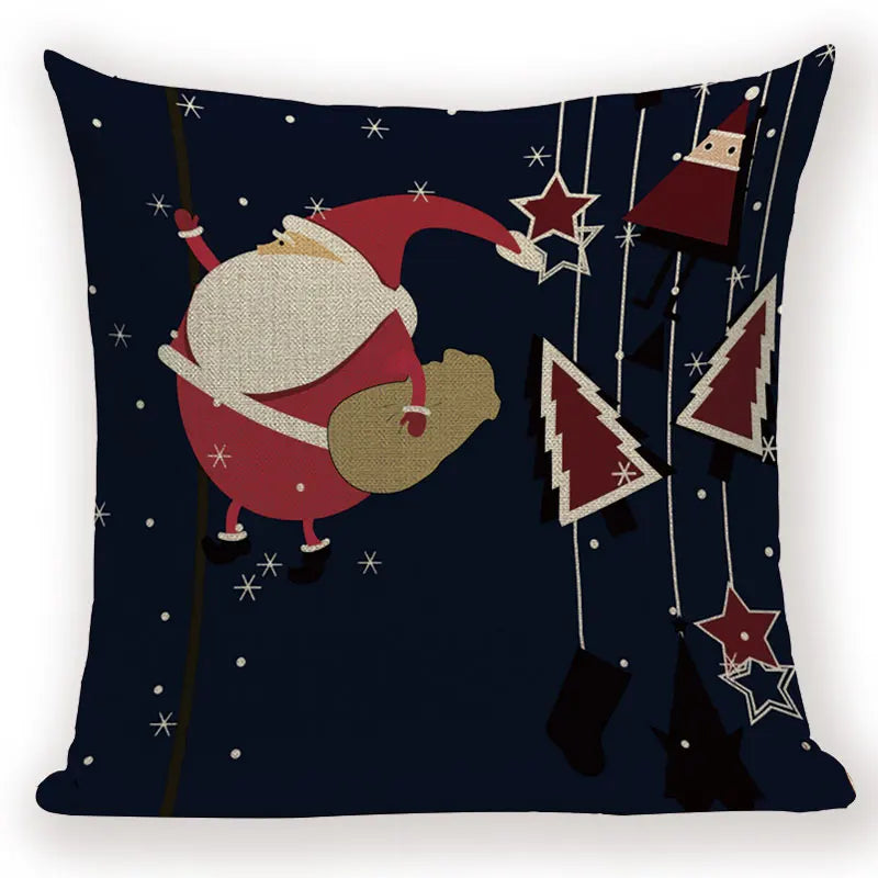 Christmas Cartoon Santa Claus Deer Pillows Covers Merry Christmas Gifts for The New Year by Axyaa