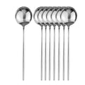 Axyaa 8Pcs Dinner Spoon Set Stainless Steel Gold Black Cutlery Kitchen Flatware