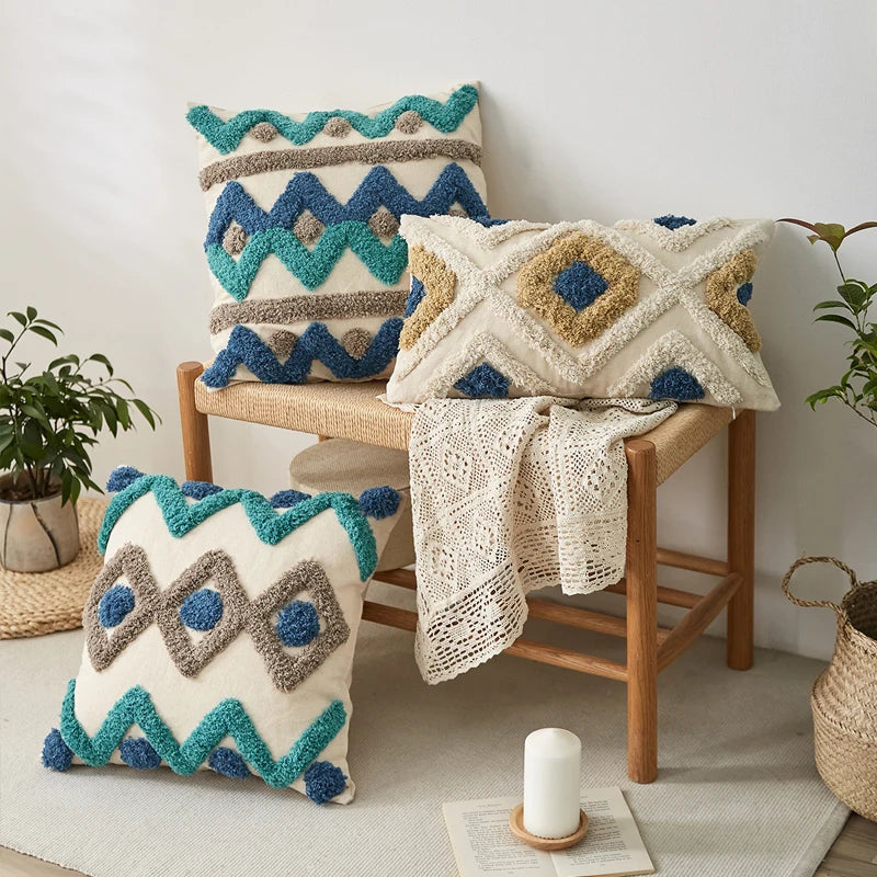 Handmade Moroccan Style Tuft Cushion Cover by Axyaa - 45x45cm/30x50cm