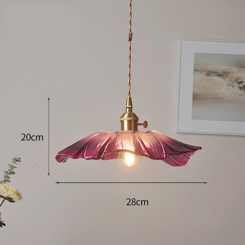 Axyaa Nordic Purple Glass LED Pendant Light, Modern Hanging Lamp for Bar, Bedroom, Dinning Room