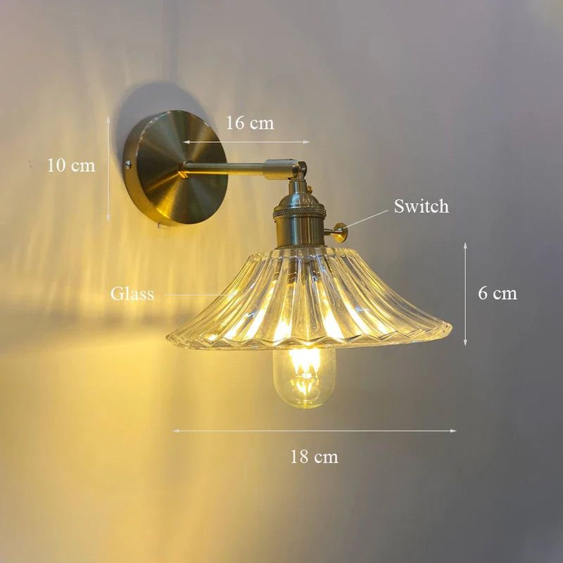 Nordic Glass Rotatable Wall Lamp by Axyaa - Modern Brass Bedside Light