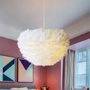 Axyaa Romantic Feather Pendant Lamp - Pink/White Feather Lampshade for Home Decor