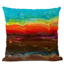 Axyaa Landscape Oil Painting Throw Pillow Cover, Trees Flowers Pastoral Decor, 45x45CM