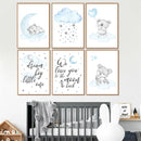 Axyaa Baby Bear Cloud Print Nursery Wall Art Kids Room Decor