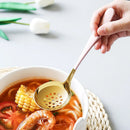 Axyaa Stainless Steel Soup Spoon with Long Handle and Colander - Golden