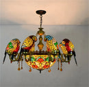 Axyaa Tiffany Style Parrot Lamp: Colorful Stained Glass Chandelier for Dining Room