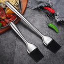 Axyaa Stainless Steel BBQ Oil Brush with Silicone Head and Anti-Scald Handle