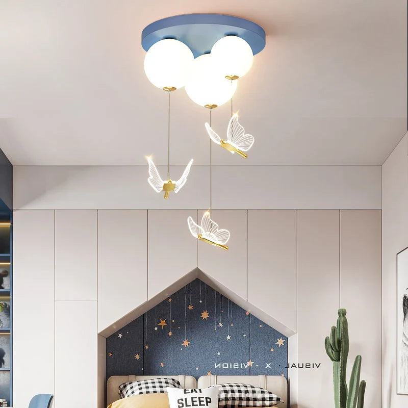 Modern Butterfly Ball Ceiling Lamp by Axyaa: Warm & Romantic Bedroom Pendant Light for Kids