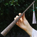 Axya 10 Inch Ocean Wave Pattern Folding Fan - Classical Chinese Style Engraving