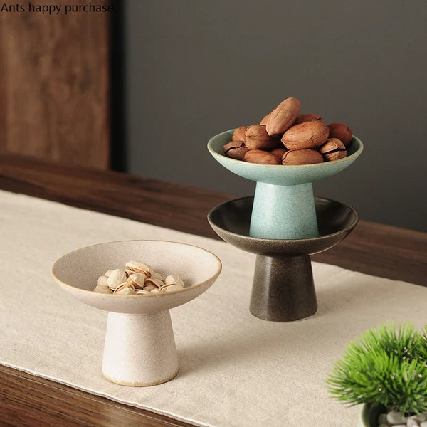Axya High-Footed Ceramic Snack Tray & Fruit Plate, Dessert & Salad Bowl