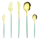 Axyaa Mint Green Stainless Steel Cutlery Set | 5pcs Knife Fork Spoon Flatware Tableware