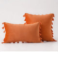 Velvet Tassel Throw Pillow Cover for Couch & Sofa - Axyaa Branded Luxe Accent Cushions